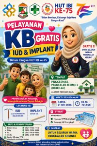 Read more about the article PELAYANAN KB GRATIS (IUD & IMPLAN) DI PKM KERINCI 2