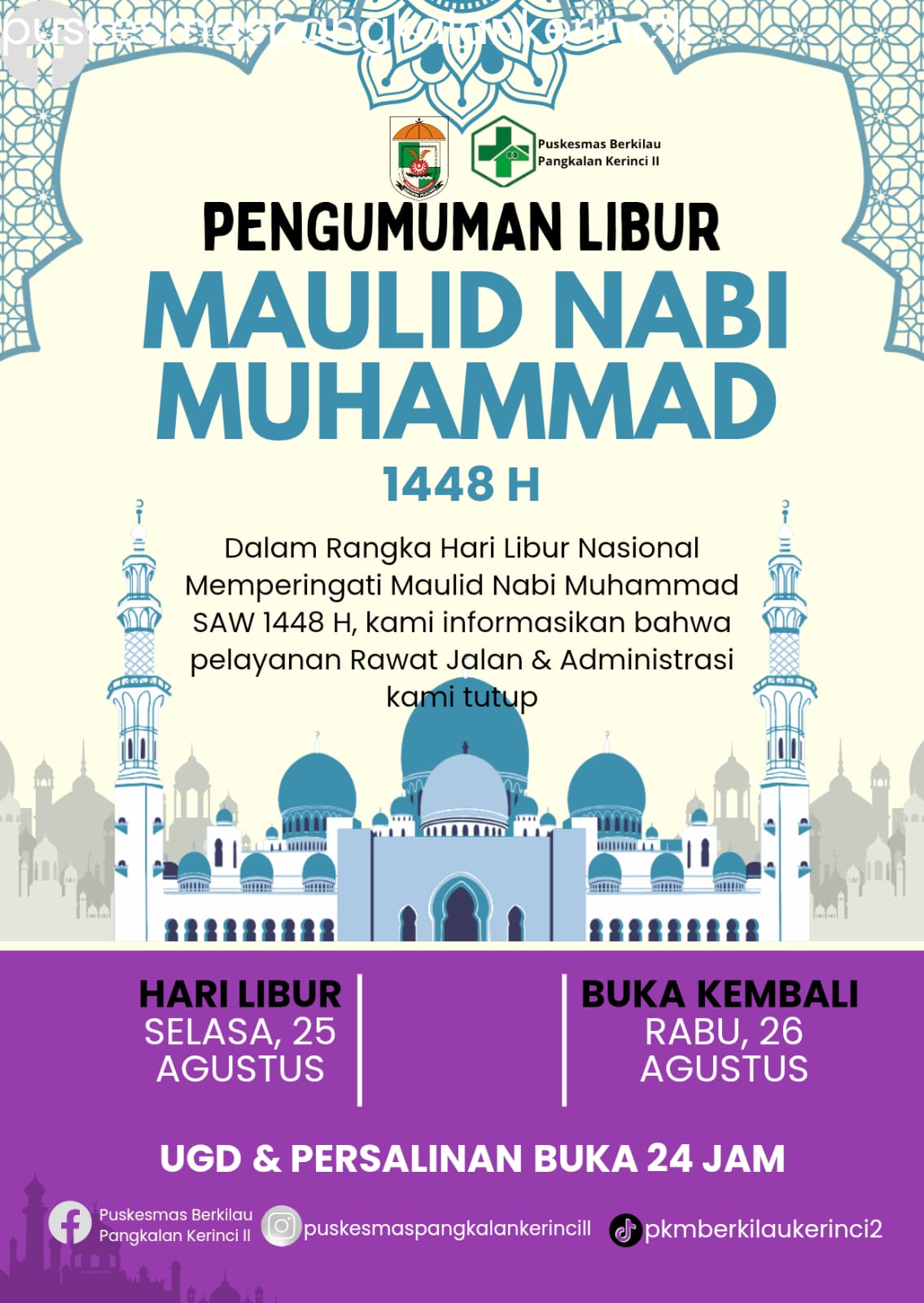PENGUMUMAN LIBUR MAULID NABI MUHAMMAD 1448 H